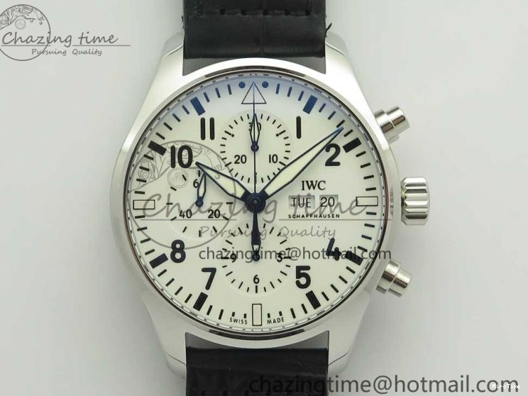 MIROTIME 0712 Pilot Chrono 377725 SS ZF 1:1 Best Edition White Dial on Black Leather Strap A Soft 7183